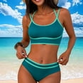 thumbnail image 2 of Ecqkame Womens Bikini Sets Two Piece Push-Up Beach Swimsuits Solid Color Adjustable Straps Fashion Bathing Suits Blue XL, 2 of 9