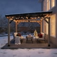 thumbnail image 4 of Mondawe 10 x 12 FT Cedar Wood Gazebo with Metal Hardtop, Large Outdoor Grill Canopy with Sloped Roof, Heavy Duty Pergola for Patio, Backyard, Garden, 4 of 13