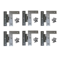 Renovators Supply Black Cabinet Hinges 3.5 in HL Offset Hinge Right Wrought Iron Kitchen Cabinet Hinge w/Hardware Pack of 6