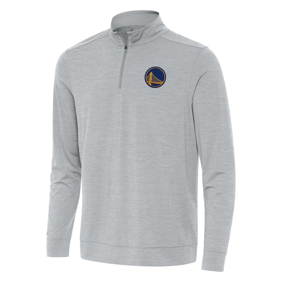 Men's Antigua Heather Gray Golden State Warriors Bright Quarter-Zip Top