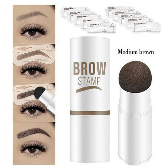Waterproof Eyebrow Stencils, Reusable Makeup Brow Stencils, Brow Powder Stencils, Eyebrow Pen Brush Kit, 1-Step Brow Stencils Shaping Kit with 10 Eyebrow Stencils