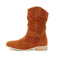 thumbnail image 2 of Botas Occidental Zippe Cortas Cómodas Gamuza Botines Mujer Antideslizantes Ligeros para Otoño Invierno Rojo, 2 of 9