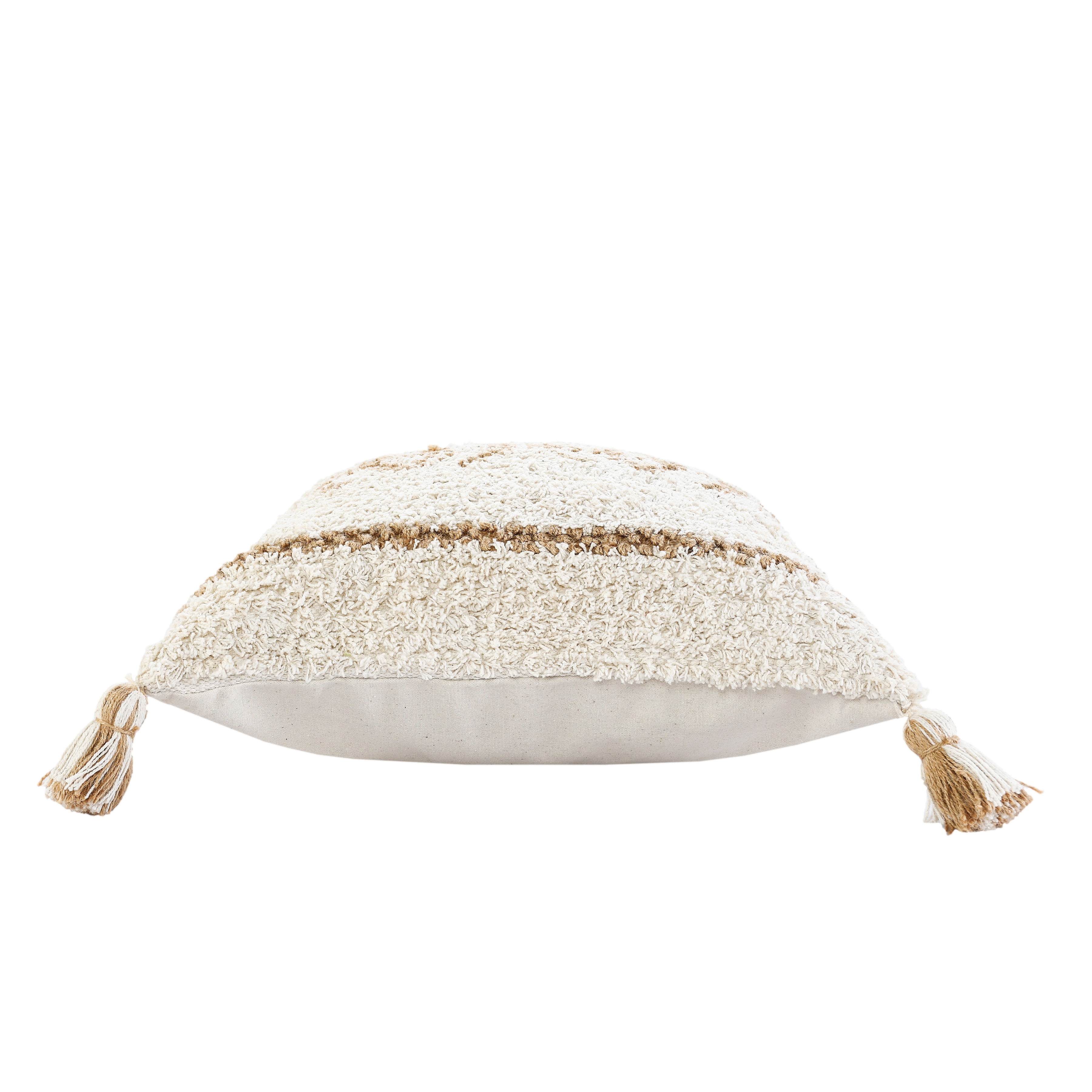 Laddha Home Designs Handwoven Diamond Throw Pillow Cover - 20" - Cream and Beige