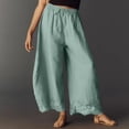 thumbnail image 6 of Resicozy Cropped Lace-Hem Pants for Women High Waisted Drawstring Wide Leg Pants Casual Lightweight Trousers with Pockets Green XL, 6 of 6