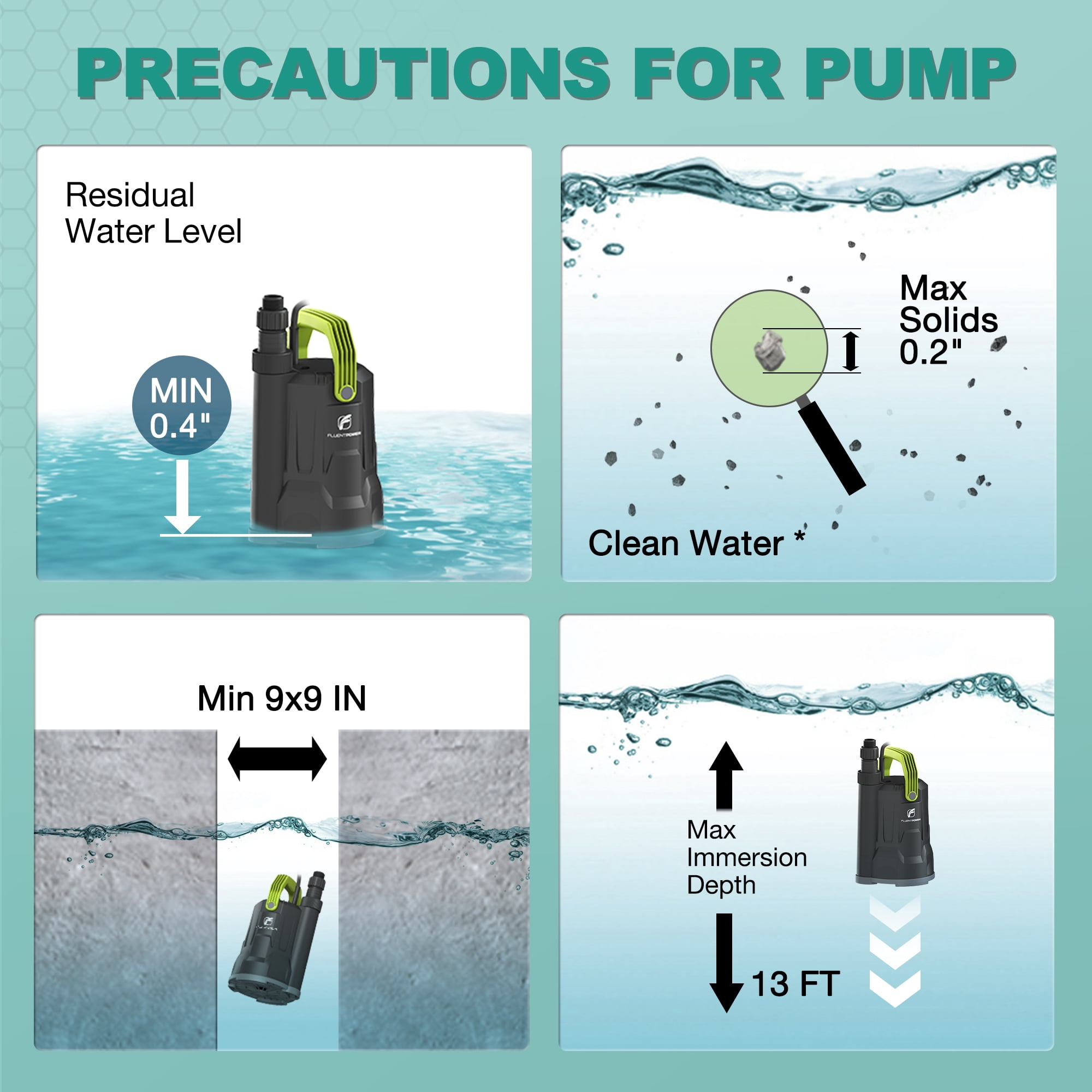 FLUENTPOWER Tankless Water Heater Descaling Flush Kit, Includes 1/2HP Submersible Utility Water Pump with Adapters, 5.3 Gallon Pail with Bucket Lid Opener, Two 3/4"GHT x 6' Stainless Steel Hoses