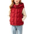 thumbnail image 2 of LOINRODI Girls Puffer Vest, Hooded Quilted Sleeveless Snap Button Warm Padded Outerwear for Cold Weather Red Size 12-13, 2 of 9