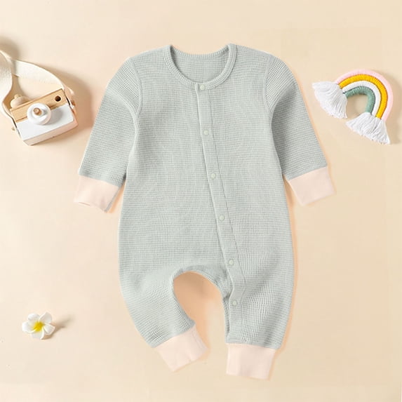NLOMOCT Baby Clothes Unisex Baby Boys Girls Clothes Cotton Long Sleeve Button Infant Baby Romper Outfit Green,12-18 Months