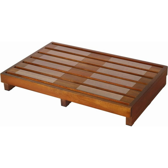 One Step Stool for Elderly and Kids(No Assemble Required)- Acacia Wood 3.5" High Riser Step Stool with Non-Slip Mat, Lightweight Supports 450 LBS,Suitable for Indoor and Outdoor, Bathroom