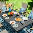 thumbnail image 5 of SUMMIT LIVING 7-Piece Outdoor Patio Dining Set, Patio Table with Umbrella Hole and Textilene Stackable Aluminum Chairs, Gray, 5 of 14