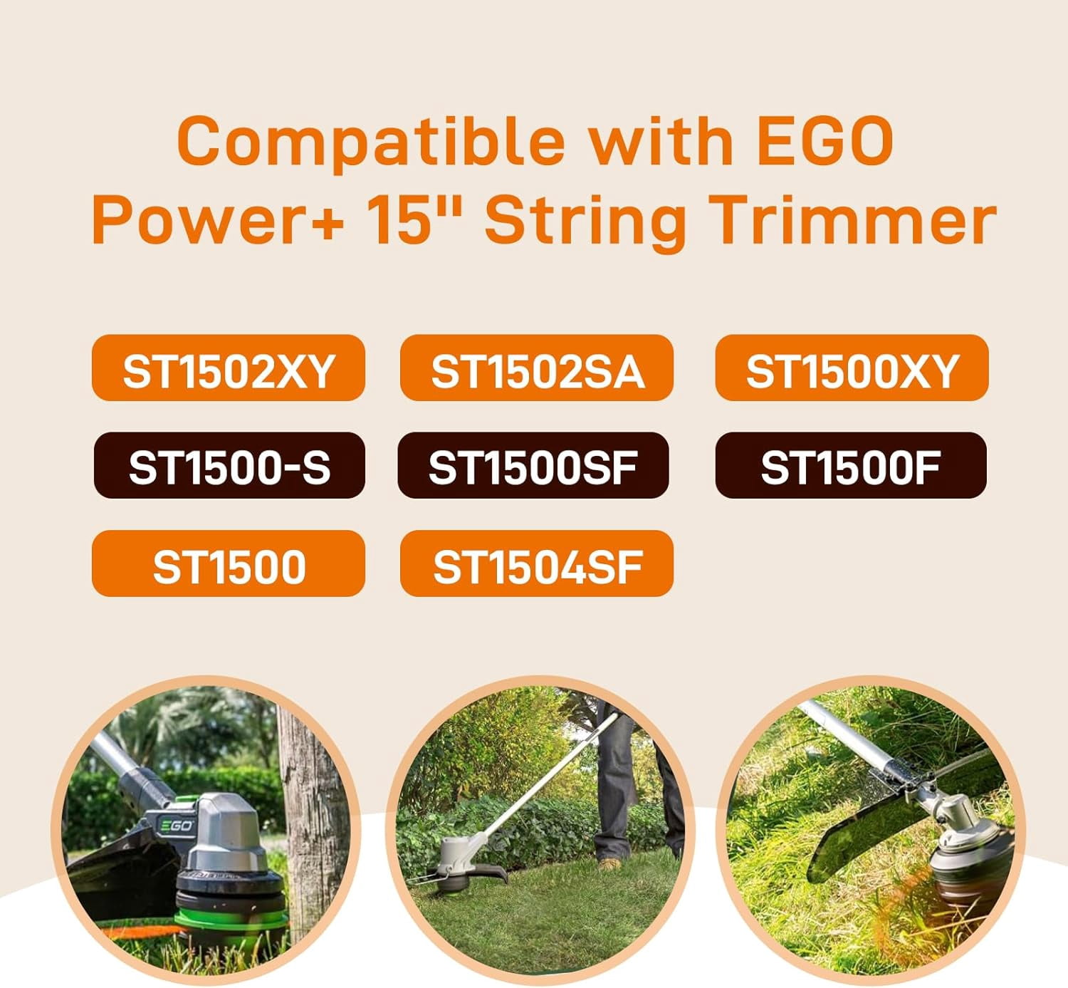 OWNTIDE AH1300 Trimmer Head for EGO Power+ ST1500, ST1500F, ST1500-S, ST1500SF, ST1500XY - Pre-Wound 0.095" Line Spool Replacement