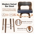 thumbnail image 4 of ClinQ 26 inch Swivel Bar Stool Set of 1, Counter Height Bar Chair with Walnut Legs and Silver Ring Footrest, Upholstered Faux Leather, Blue, 4 of 6