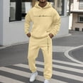 thumbnail image 2 of FYEGRE Men's Two Piece Hooded Sport Suit Casual Solid Color Wear with Raglan Sleeves and Drawstring Pants Beige XXL, 2 of 4