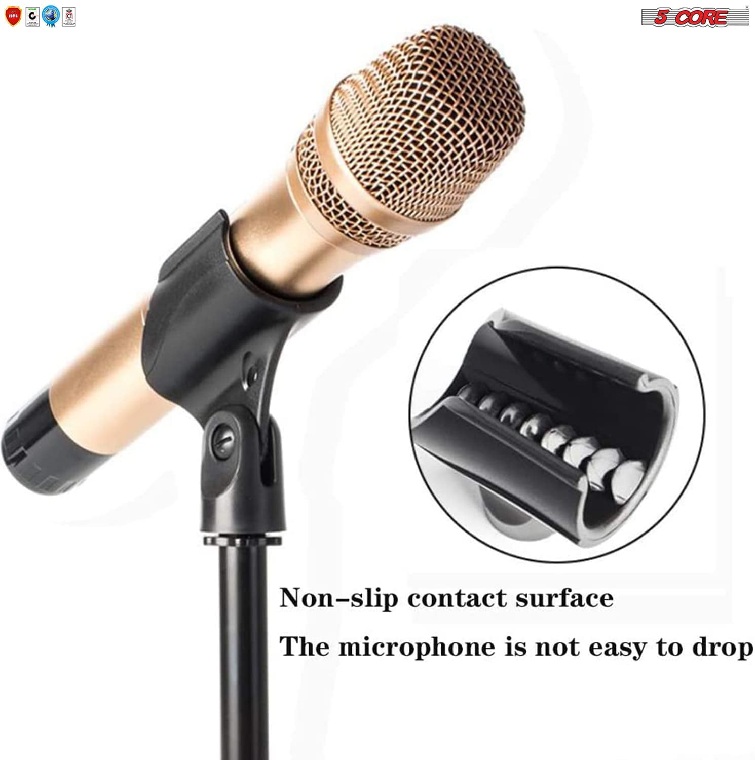 3-Pack Microphone Clip Break Resistant Stand Adapter for Handheld Wired Mics with ¾” Barrel Diameter 5 Core MC 06 3PCS… 