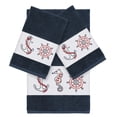 thumbnail image 2 of Authentic Hotel and Spa Turkish Cotton Nautical Embroidered Midnight Blue 3-piece Towel Set, 2 of 5