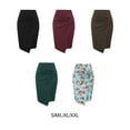 thumbnail image 3 of Becaristey Jupe Crayon Midi Extensible en Polyester Confortable à Porter avec Taille Élastique Fleur Verte Classique L, 3 of 6