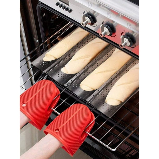 1pc 4-cavity Baguette Bread Cake Mold With Holes, Non-stick Perforated French Bread Pan, Wave-shape Toast Box Bread Baking Wire Rack, Baking Tool