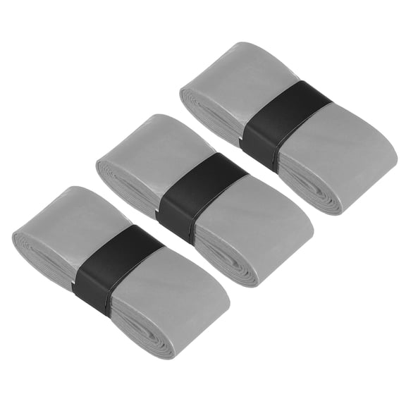Tennis Racket Grip Tape, PU Racquet Overgrip with Damping Ridges Anti-Slip Absorbent Perforated Handle Grip Flat Adhesive for Badminton Pickleball, Gray 3 Pack