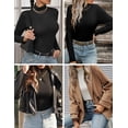 thumbnail image 6 of Zeagoo Womens 2 Packs Long Sleeve T-Shirts Mock Neck Turtleneck Slim Fitted Basic Crop Tops, 6 of 6