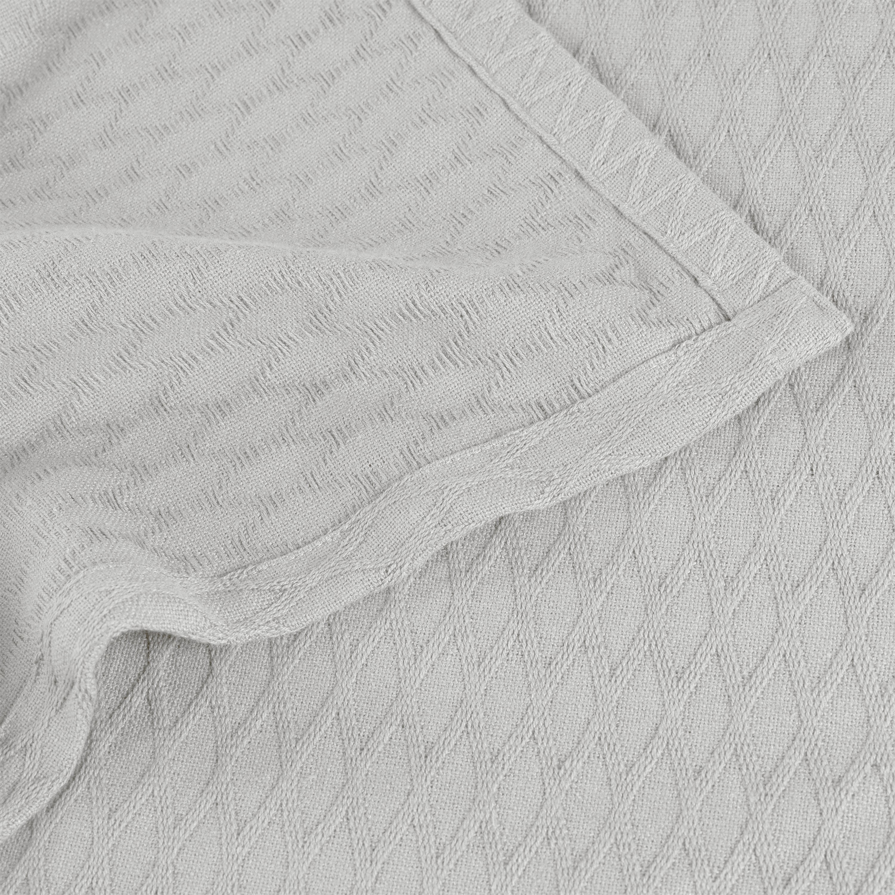 Superior Diamond Weave Cotton Blanket All Season Bed Blankets, King, Platinum
