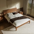 thumbnail image 4 of King Size Bamboo Platform Bed, Mid-Century Modern Bed Frame with Tall Headboard, Wood Slat Support, No Box Spring Needed, Easy Assembly, Brown, 4 of 7