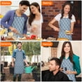 thumbnail image 7 of Blue Geometric Striped Pattern Apron-Garden Aprons for Women with Pockets-Cotton Linen Waterproof Kitchen Cooking Gardening Aprons Adjustable for Kitchen,Cooking,BBQ and Salon 33x27 Inch, 7 of 7