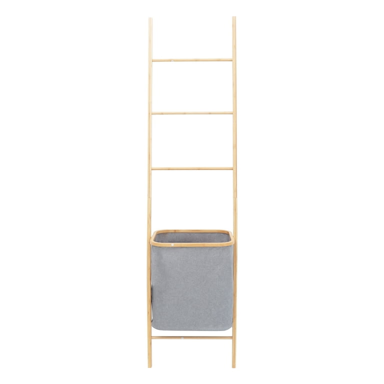 Ladder shelf with laundry basket sale