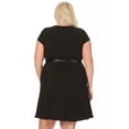 thumbnail image 3 of Women's Plus Size Solid Round Neck Front Cutout Short Sleeve Flared A Line Dresses, 3 of 6