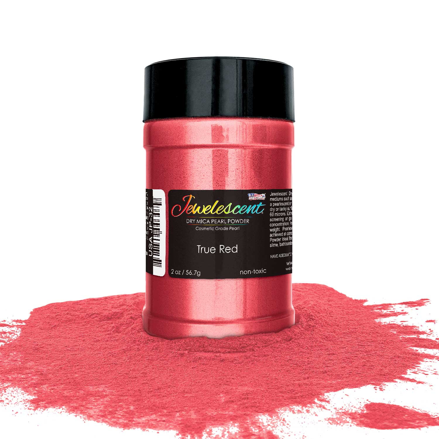 U.S. Art Supply Jewelescent True Red Mica Pearl Powder Pigment, 2 oz (57g) Bottle NonToxic