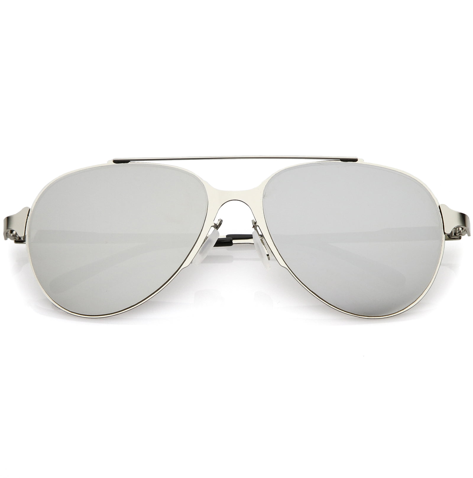 Ultra Sleek Straight Metal Crossbar Color Mirrored Flat Lens Aviator