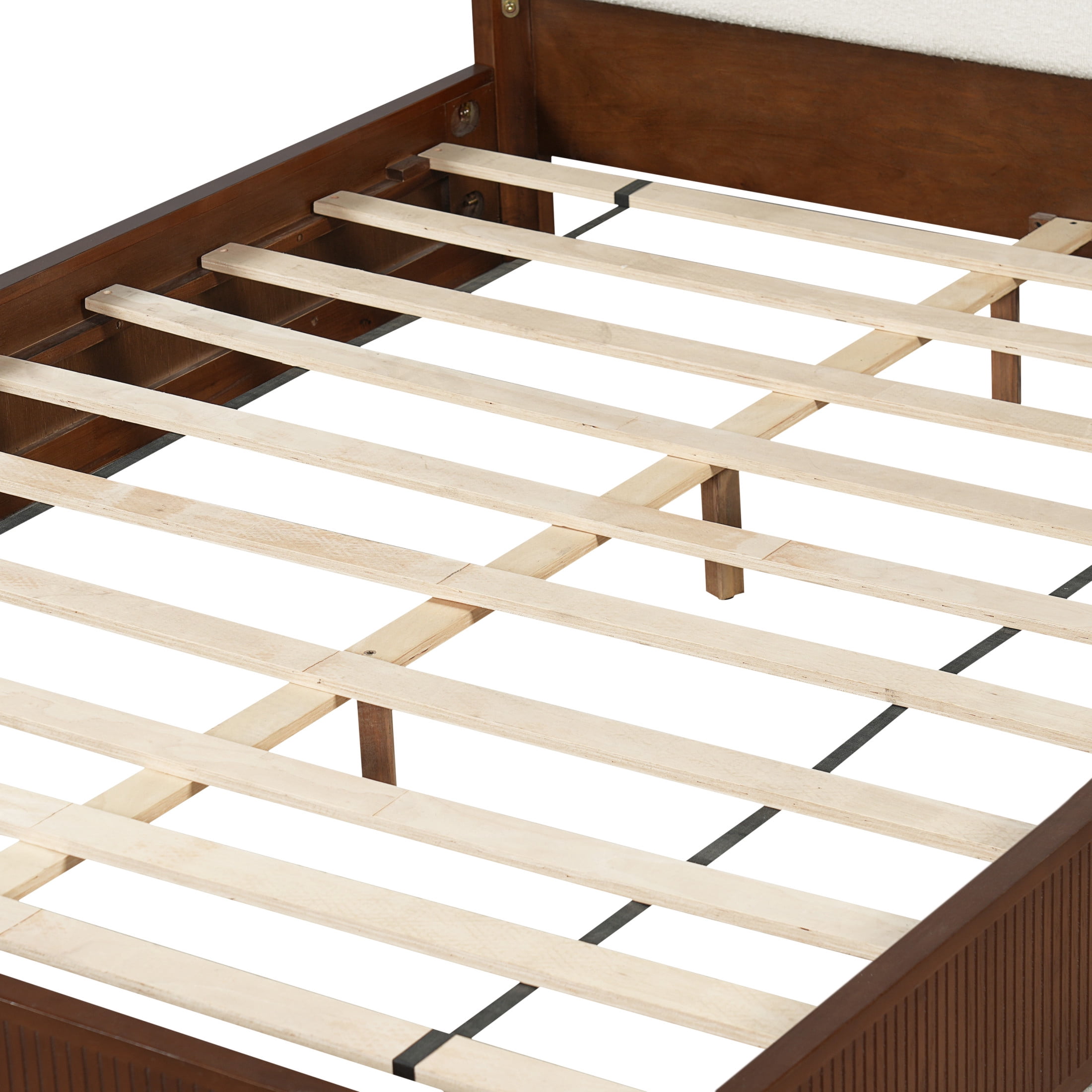 Christopher Knight Home Modern Upholstered Bed Frame with Curved Side Headboard, Queen, Brown+Off White