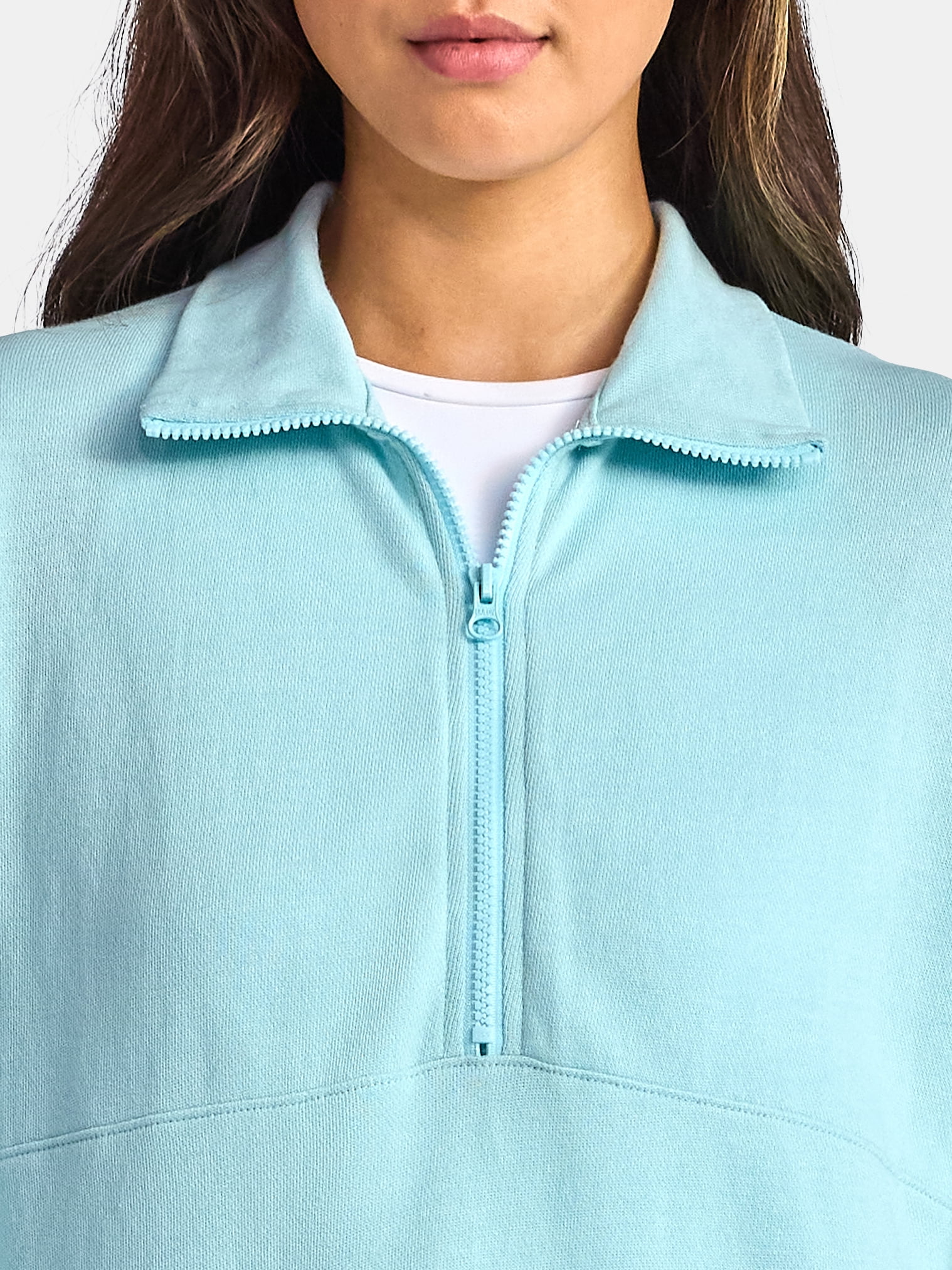 Time and Tru Women's Half Zip Fleece Sweatshirt, Sizes XS-XXXL