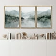 thumbnail image 3 of IDEA4WALL Framed Canvas Print Wall Art Set of 3 Misty Mountain & Lake View Illustration Print Watercolor Abstract Forest Serene Modern Digital Art Minimal Chic for Home Decor - Natural 24"x36"x3, 3 of 5