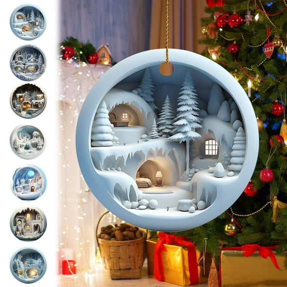 Winter Christmas Ornament, Christmas Tree Ornament Pendant, Christmas Decoration Gift Ideas for Family and Friends, 3D Printed Ornament
