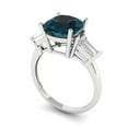 thumbnail image 2 of 3 ct Cushion Cut Natural London Blue Topaz Three-Stone Engagement Ring for Women in 18K White Gold, 2 of 5