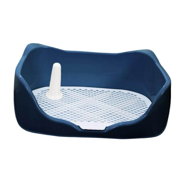 Langgg Dog Potty Tray with Removable Post Size 40x36x14cm Dog Training Toilet Blue
