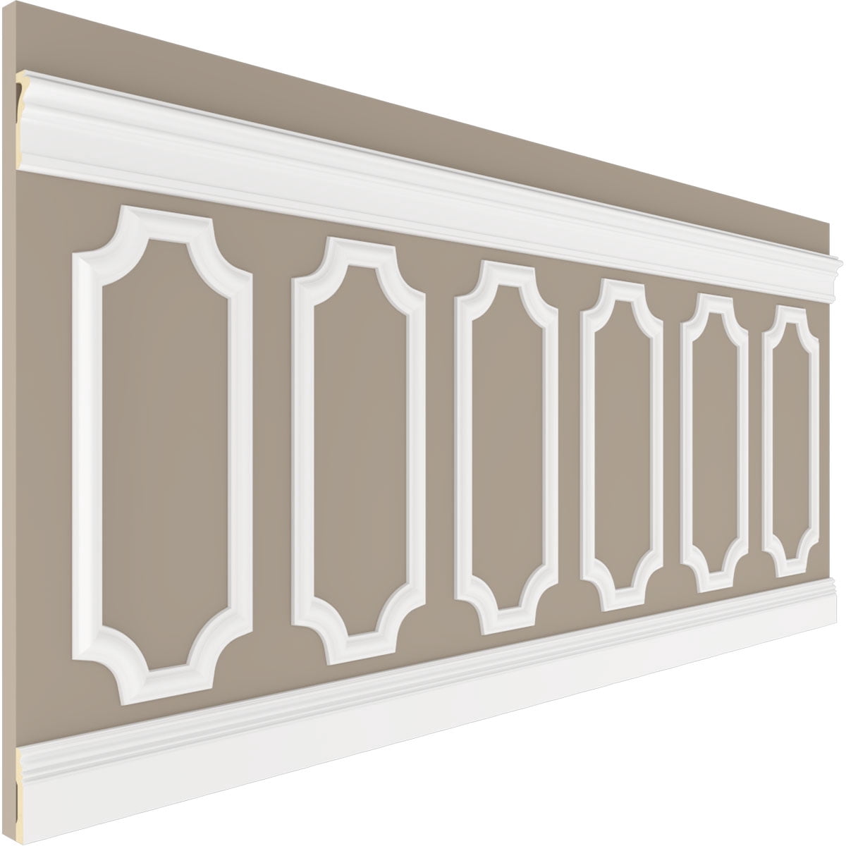 Ekena millwork 94 1/2"L (Adjustable 40"H to 44"H) Ashford Scalloped Panel Traditional Wainscot Paneling Kit