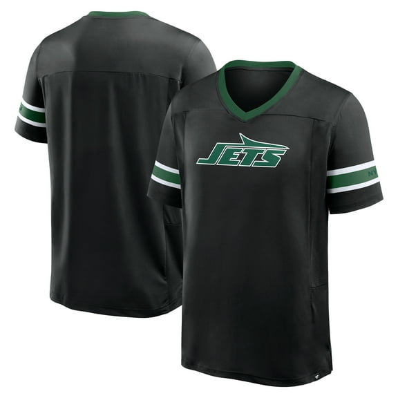 Men's Fanatics Black New York Jets Redzone Hashmark V-Neck T-Shirt
