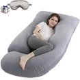 thumbnail image 1 of Almohadas de Embarazo para Dormir, Almohada de Maternidad con Forma de U para Adultos, Almohada de Apoyo de Mujer Embarazada de Cuerpo Completo, con Funda de Terciopelo Lavable (Gris), 1 of 6
