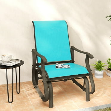 Outsunny Outdoor Swing Glider Chair, Patio Mesh Rocking Chair with Steel Frame for Backyard, Garden, and Porch, Blue