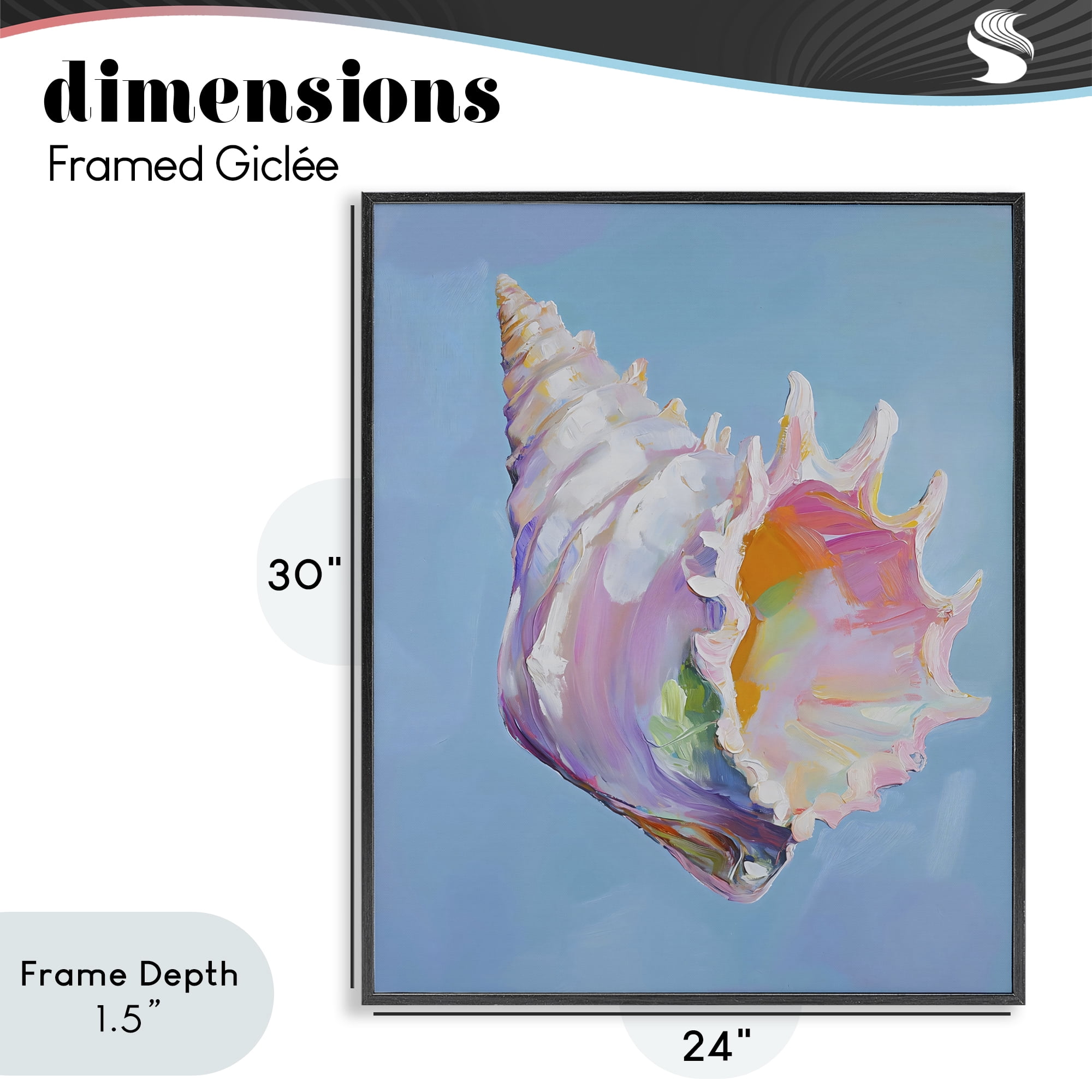 Stupell Industries Pastel Hued Conch on Blue Black Framed Giclee Art, design by The Prints Vibe