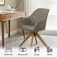 thumbnail image 6 of Art Leon Mid Century Accent Chair for Living Room, Faux Leather Swivel Desk Chair with Wood Legs, Light Gray, 6 of 7