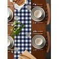 thumbnail image 2 of ERUNPONLY Navy Blue Check Table Runner - 36 Inch Long Farmhouse Buffalo Plaid Blue Cotton and Linen Blended Dress Scarves Farmhouse Table Runner for Kitchen Dining, Coffee Table, 13" x 36", 2 of 8