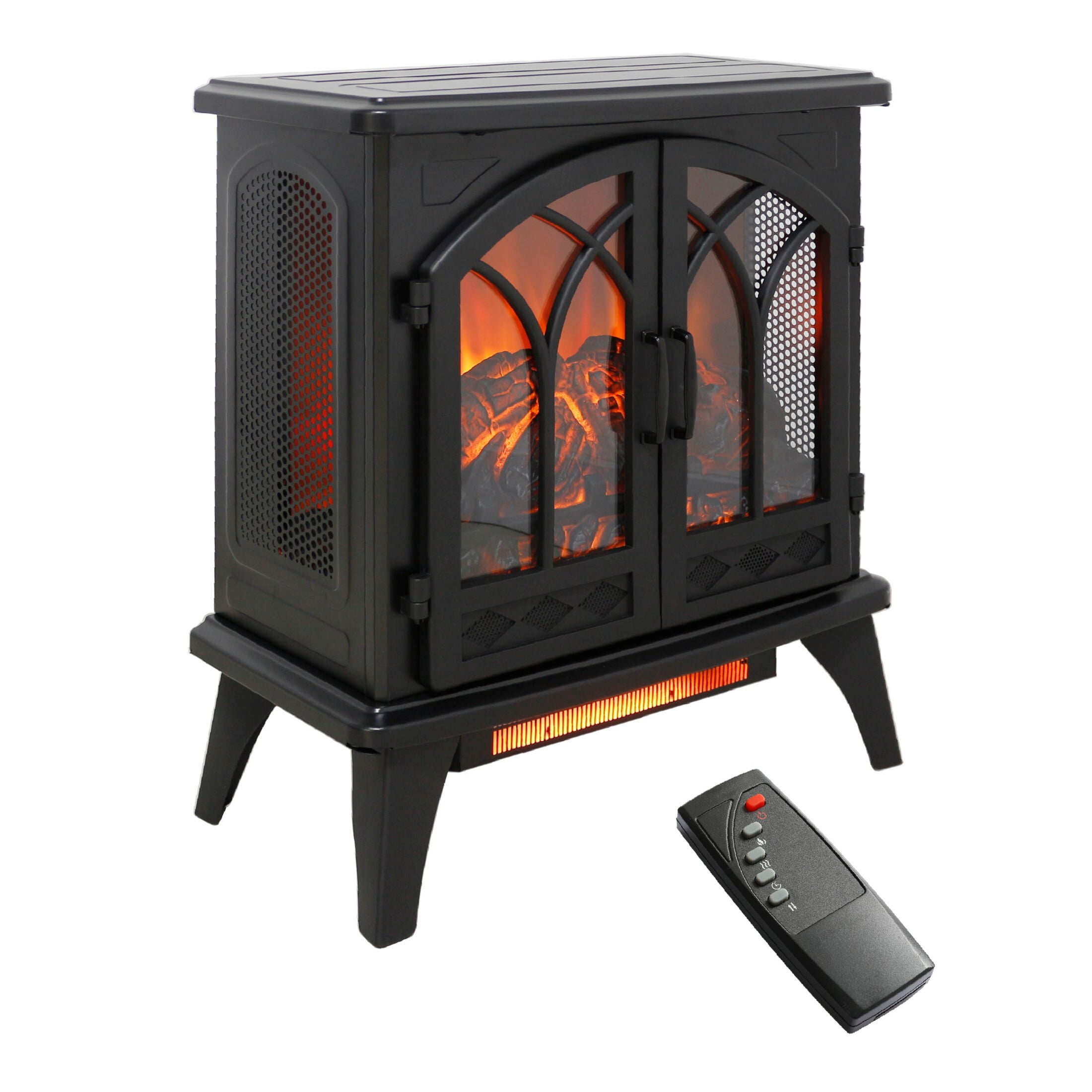 DEALTOPS 23.7'' Electric Fireplace Heater Stove, Adjustable Realistic Flame Effect Stove, Black