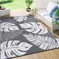 thumbnail image 2 of EastVita 9 X 18(actual size) ft Plastic Gray White Rectangular Beach Front Porches Patio Picnic RV Camping Garage Wide Leaves Modern Area Rug, 2 of 8