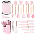 thumbnail image 1 of Kitchen Utensil Set, Kitchen Knife Set with Block & 11 PCS Cooking Utensils Set,Heat Resistant Silicone Utensils, 6 Piece Sharp Stainless Steel Chef Knives with Whisk and Cutting Board (White), 1 of 7