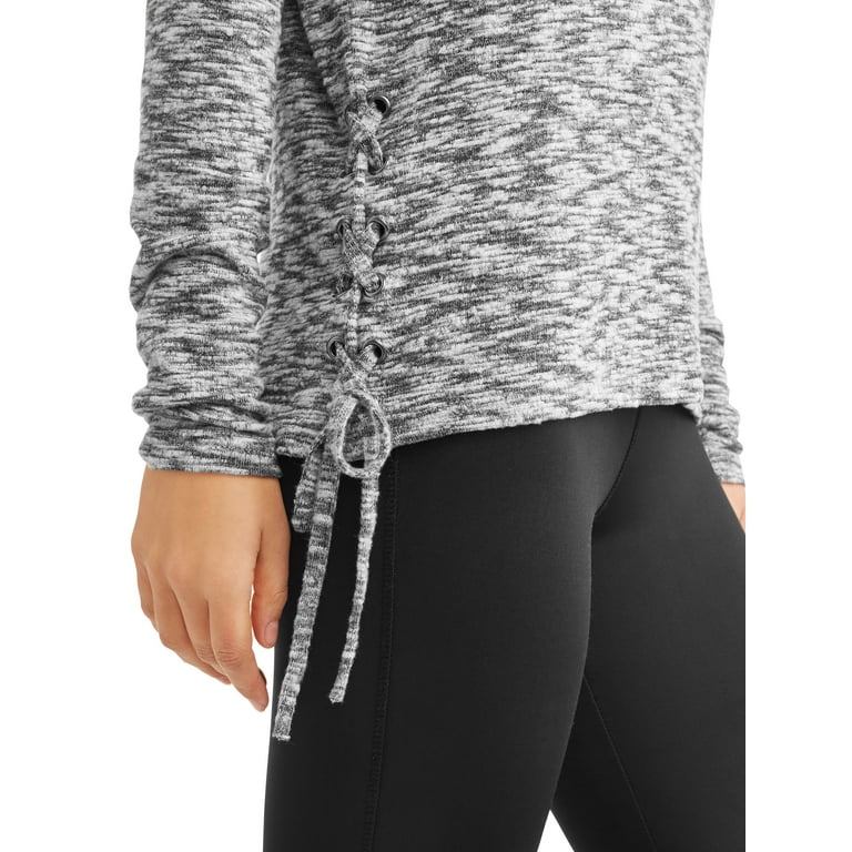 Daisy Fuentes Women s Athleisure Supersoft Lace Up Pullover Walmart