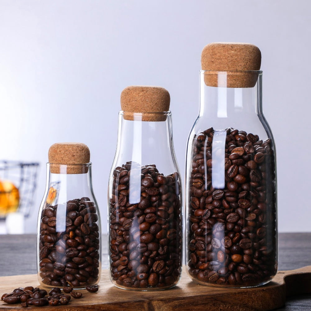 3PCS Glass Jars with Airtight Seal Ball Cork Lid Clear Cookie Jars ...