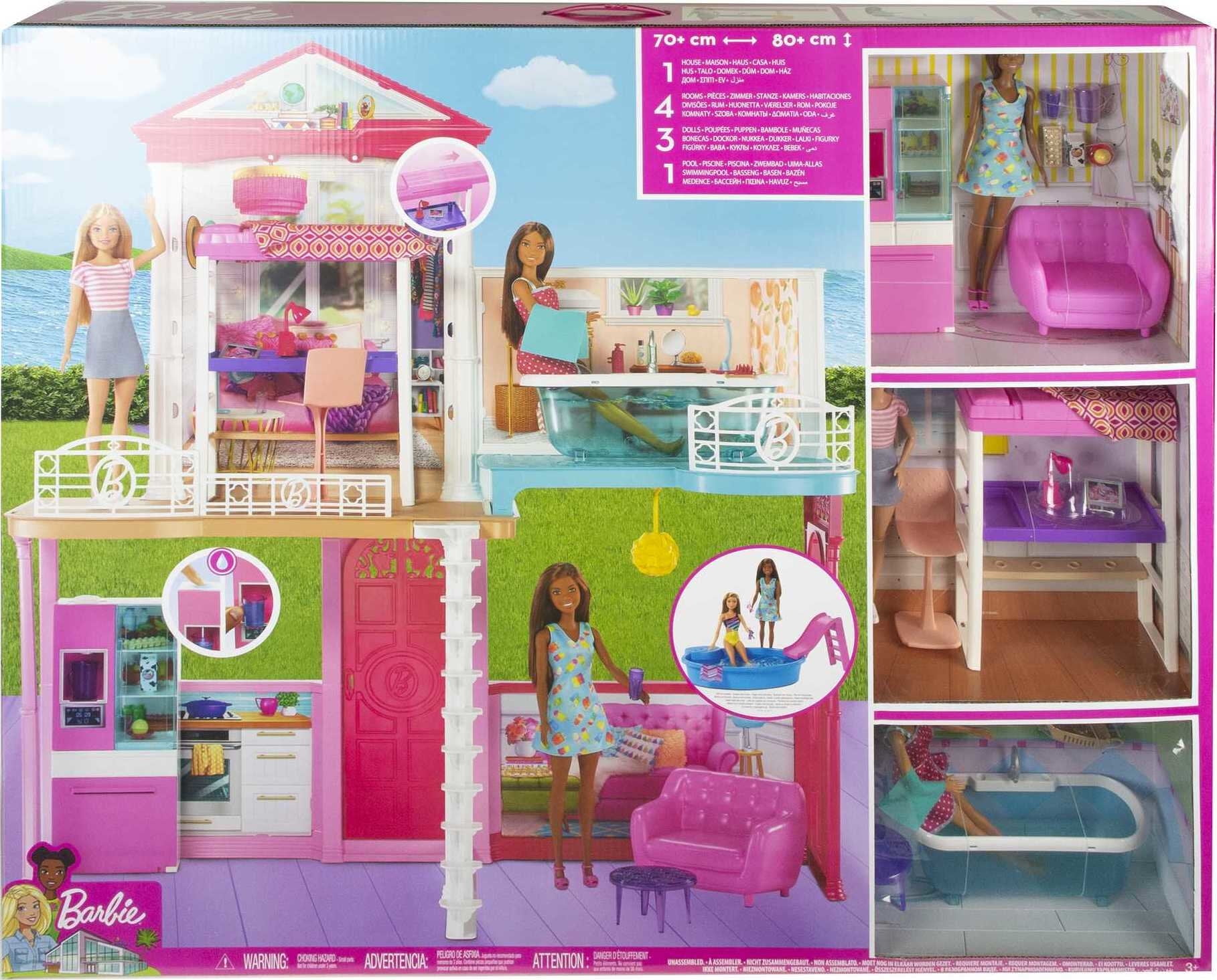 SET BARBIE CASA CON PISCINA + BAMBOLE