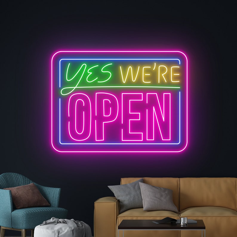 Handmadetneonsign Yes We're Open Led Sign, We Are Open Neon Sign, Open Led Light, Custom Text Decor