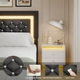 thumbnail image 5 of 4 EVER WINNER Twin Size Floating Bed Frame with LED Lights, Upholstered Platform Bed Frame with Diamond Tufted Headboard, Black Twin Size Bed Frame, Black, 5 of 8